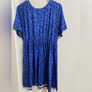 Blue Leopard Print Dress